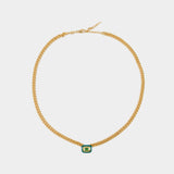 Green Stone And Enamel Necklace - Missoma - Gold - Metal