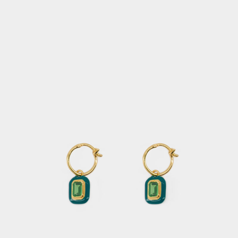 Green Stone & Enamel Charm Earring - Missoma - Gold - Metal