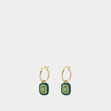 Green Stone & Enamel Charm Earring - Missoma - Gold - Metal