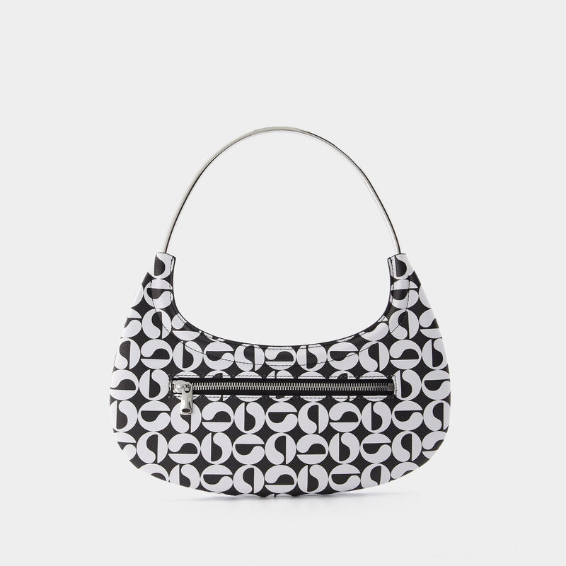 Ring Baguette Swipe Bag in Black / White Coated Canvas