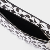 Ring Baguette Swipe Bag in Black / White Coated Canvas