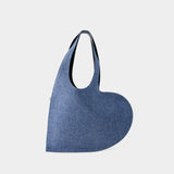 Mini Heart 水洗蓝色帆布手提肩背斜挎购物袋