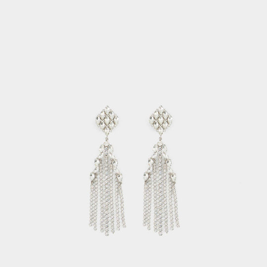 Crystal Cascade Earring - Alessandra Rich - Silver - Brass