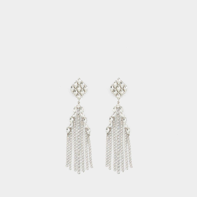 Crystal Cascade Earring - Alessandra Rich - Silver - Brass