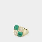 Small Damier Malachite Ring - Yvonne Leon - Gold - 9K