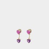 Cœur Rose & Violet Earring - Yvonne Leon - Gold - 9K