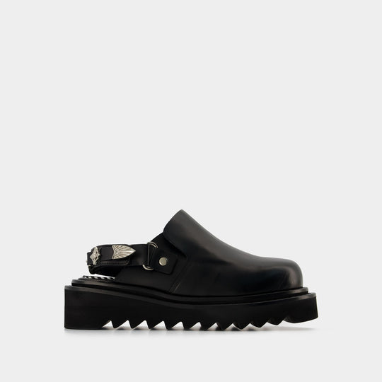 Toga Pulla 黑色皮质露跟厚底凉鞋