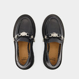 Aj1111 - Black Leather 黑色皮质平底鞋