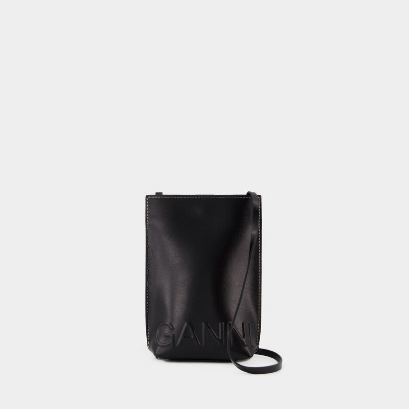 Banner Small Crossbody Bag - Ganni - Leather - Black