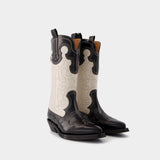Ganni Mid Shaft Embroidered Western 皮质高筒靴