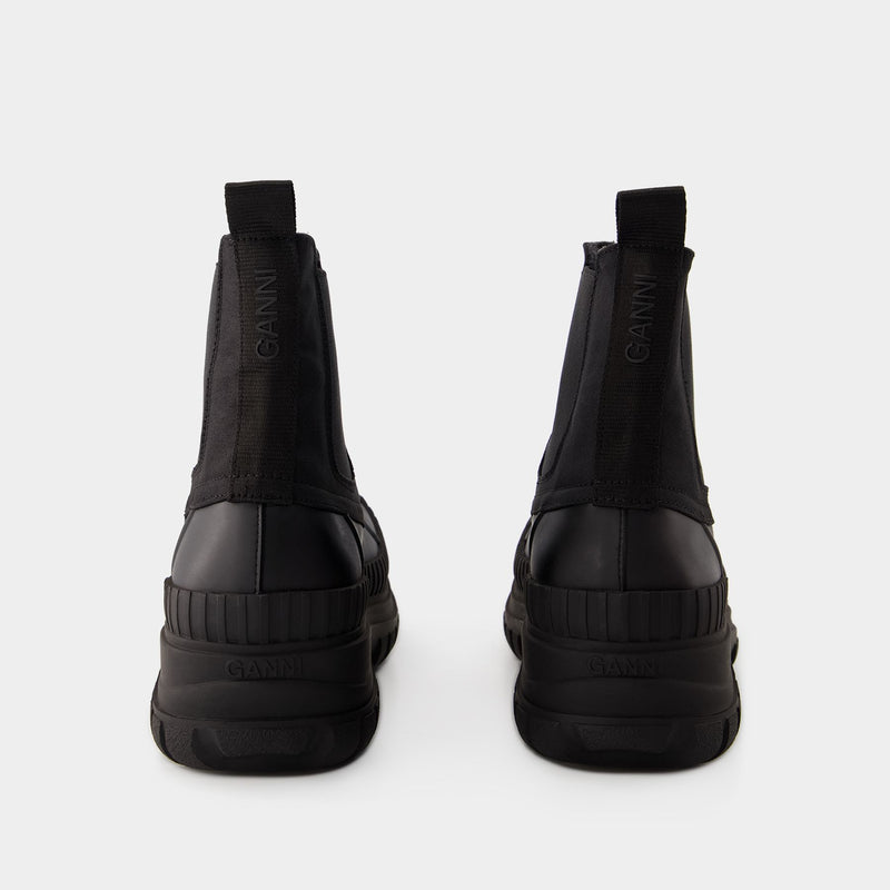 Ganni Outdoor Chelsea Boots 黑色橡胶材质切尔西靴