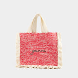 Crochet Frill 粉色棉质购物袋