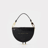 Saddle Hobo Bag - Chylak - Black Glossy  - Croc Embossed Leather