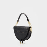 Saddle Hobo Bag - Chylak - Black Glossy  - Croc Embossed Leather