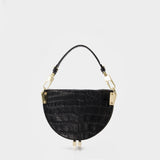 Saddle Hobo Bag - Chylak - Black Glossy  - Croc Embossed Leather