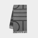 Monogram Jacquard Scarf Wool灰色