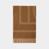 Monogram Scarf Wool Camel