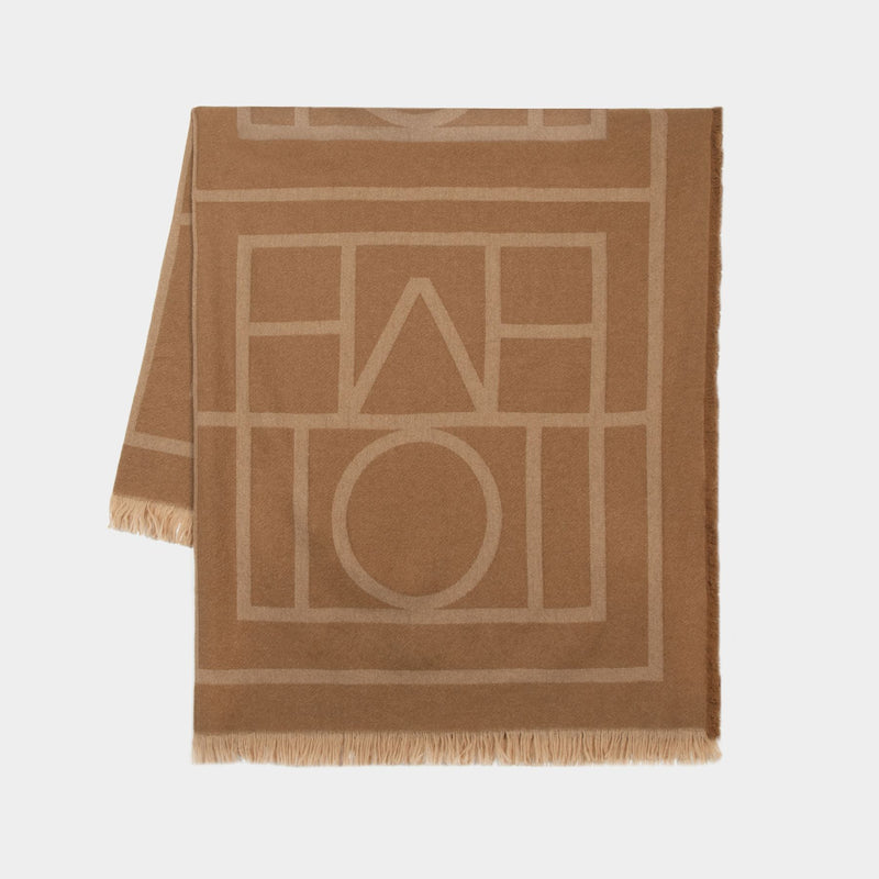 Monogram Scarf Wool Camel