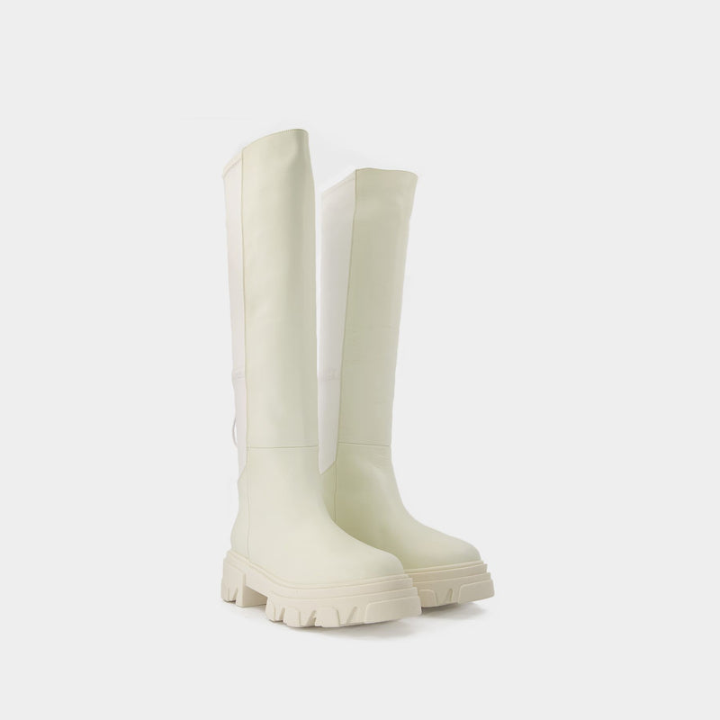 Gia Borghini Tubular Boot 白色粒面羊皮高筒靴