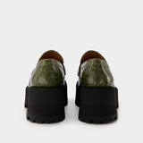 玛尼 Marni Mocassin Platform Croco 鳄鱼压纹牛皮厚底鞋