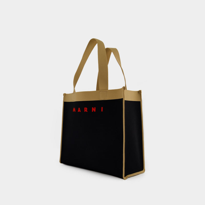 玛尼 Marni Tote中号黑色托特包