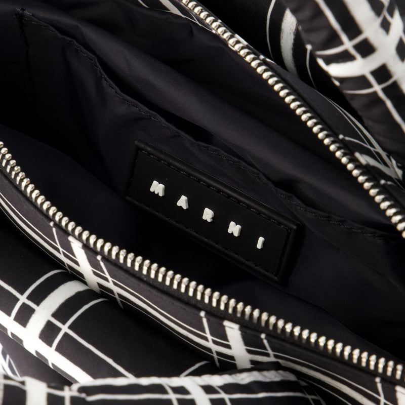 玛尼 Marni Ew Nylon Print Tote Bag 黑色聚酯纤维托特包手提包