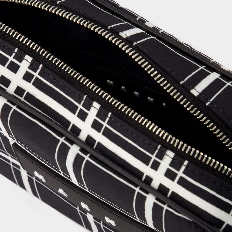 粉丝立减玛尼 Marni Check Print 黑色聚酯纤维单肩斜挎相机包