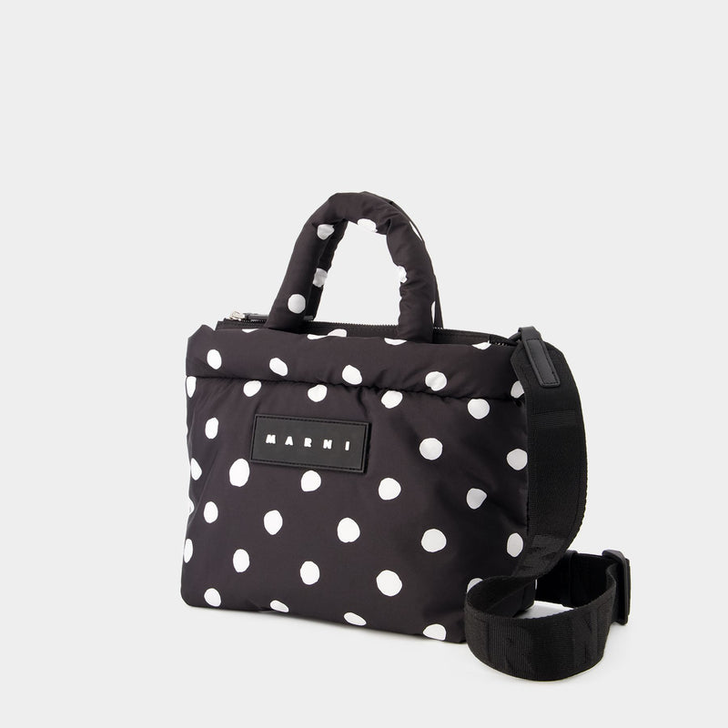 粉丝立减玛尼 Marni Ew Dots Print Tote 黑色皮质托特手提肩背包