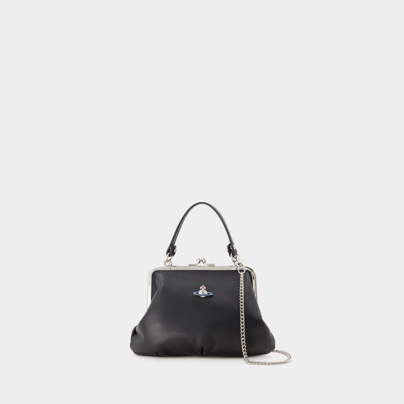 Granny Frame Bag 黑色皮质手提包