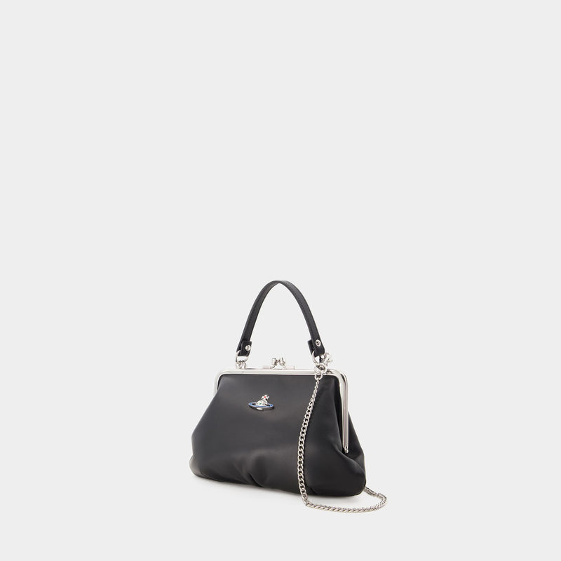 Granny Frame Bag 黑色皮质手提包
