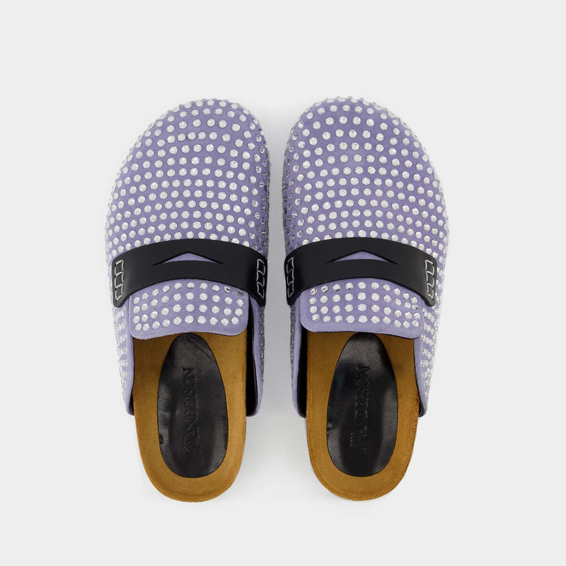 J.W. Anderson Loafers 紫色光滑牛皮饰水晶露跟乐福鞋