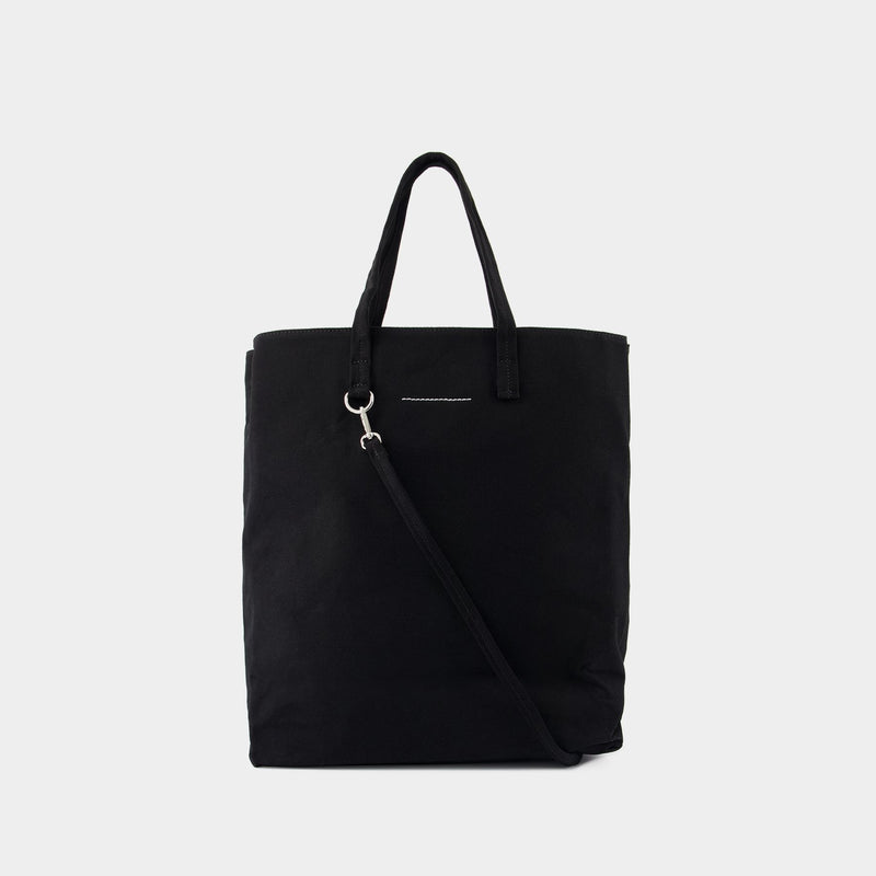 MM6 黑色棉质购物袋