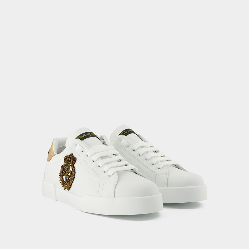 Portofino Sneakers - Dolce & Gabbana - White/Gold - Alligator