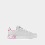 Portofino Sneakers - Dolce & Gabbana - White/Pink - Leather