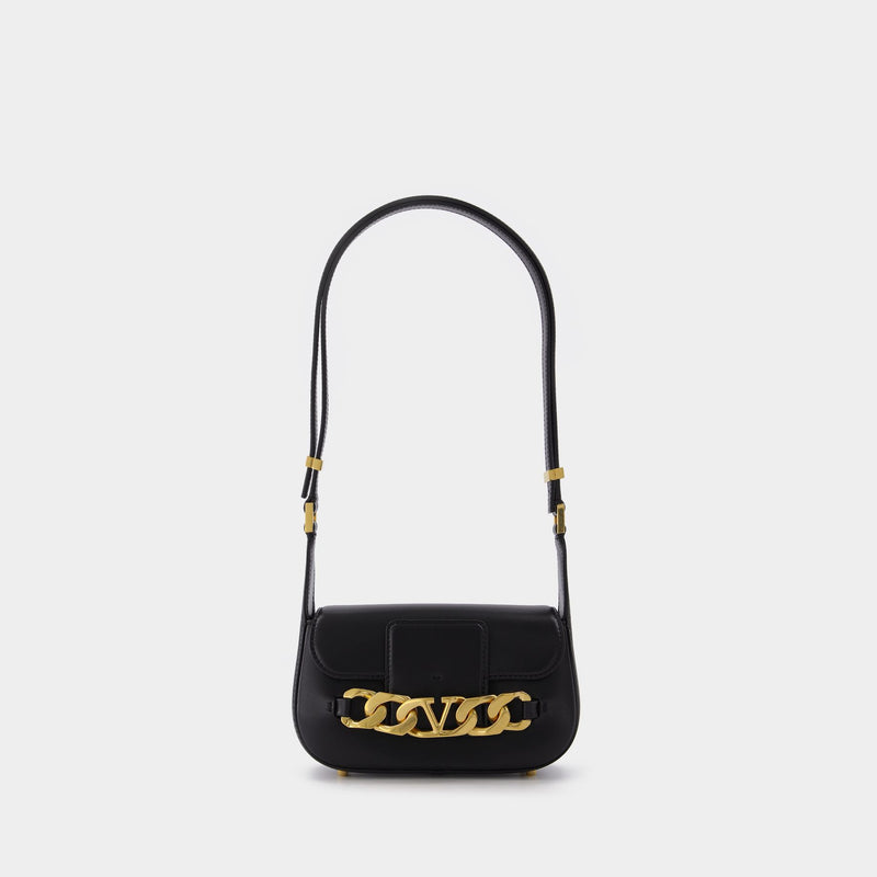 Vlogo Chain Small 黑色皮质包