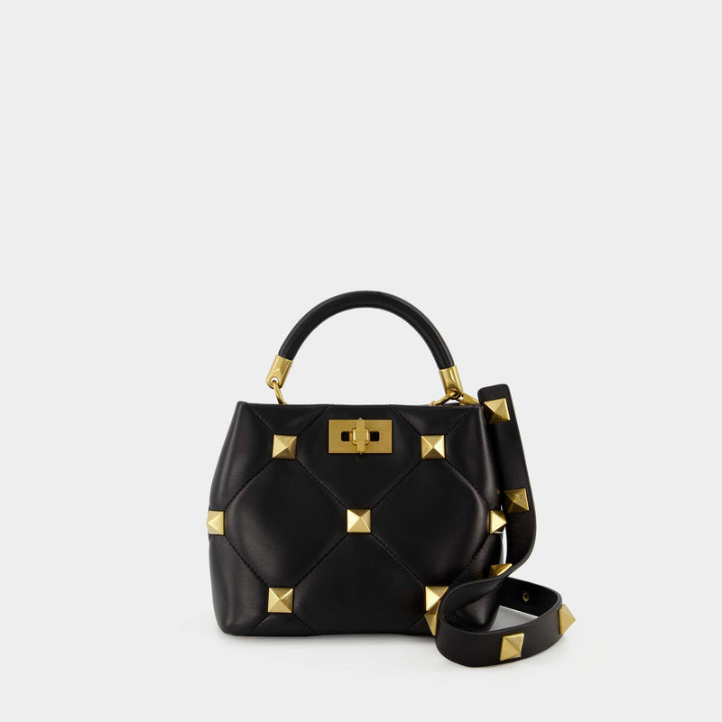 Roman Stud Small Handbag - Valentino Garavani - Black - Leather