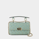 Rockstud Spike Small Hobo Bag - Valentino Garavani - Blue - Leather