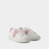 La Greca 白色/粉色皮质运动鞋