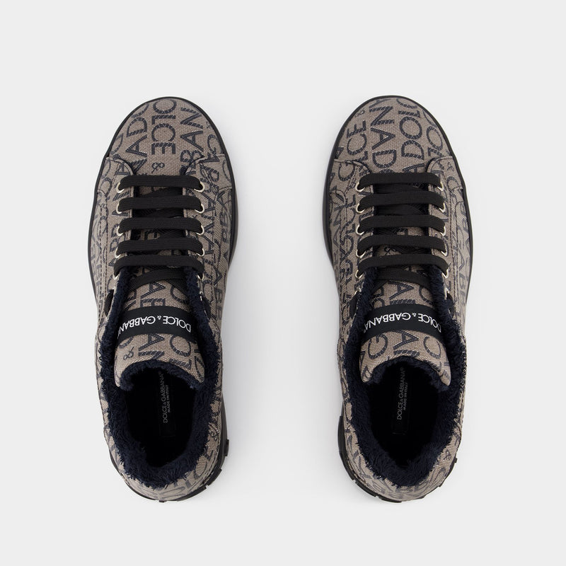 Bassa Sneakers - Dolce & Gabbana - Brown/Blue - Jacquard