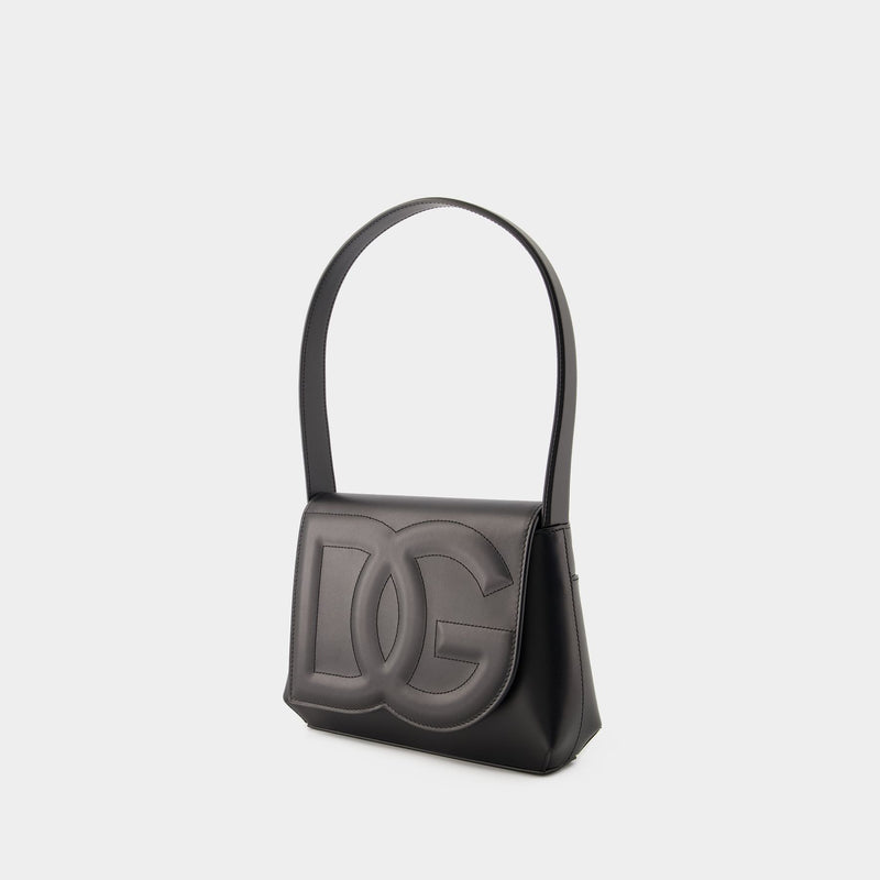 Dolce&Gabbana DG Logo 黑色皮质单肩包