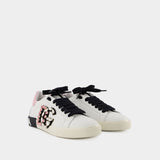 Portofino Sneakers - Dolce&Gabbana - Leather - White/ Rosa Confetto