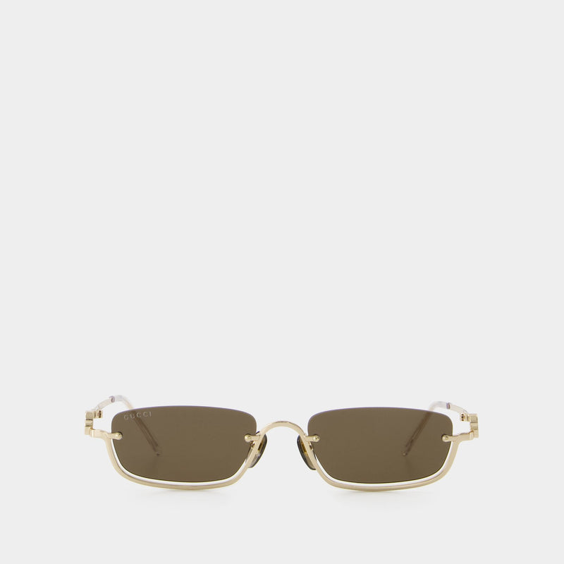 Sunglasses - Gucci - Metal - Gold/Brown