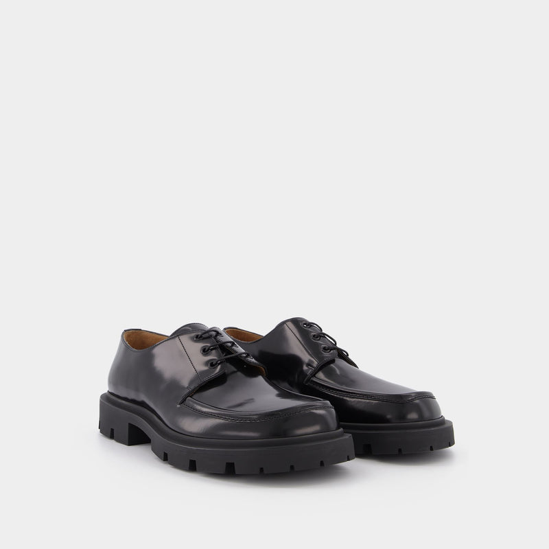 马吉拉 Maison Margiela Derby 黑色皮质系带厚底皮鞋