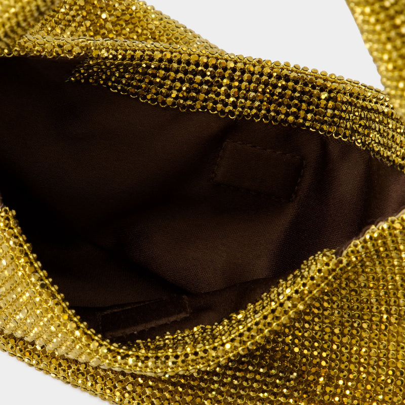 Mini Crystal Armpit Bag - Kara - Mesh - Gold