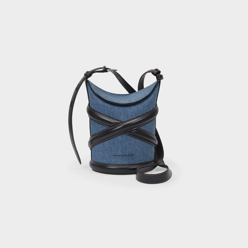 The Curve Hobo Bag - Alexander Mcqueen -  Denim/Black - Cotton