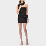 Skull Mini Bag in Black Crocodile Effect Leather