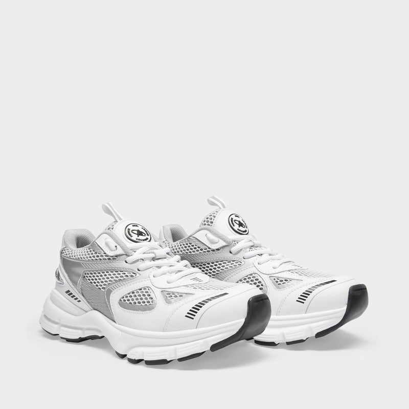 Marathon 白色/银色网面皮质运动鞋