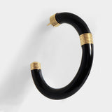 Aurelie Bidermann Katt Hoops 镀金金属 黑色橡胶材质圆形耳饰