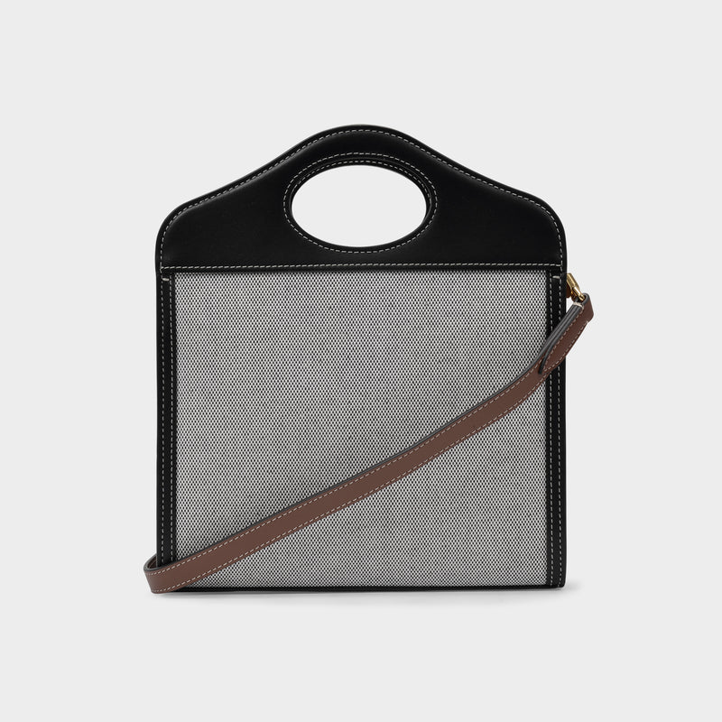 Ll Mn Pocket Ll6 Handbag - Burberry -  Black/Tan - Cotton