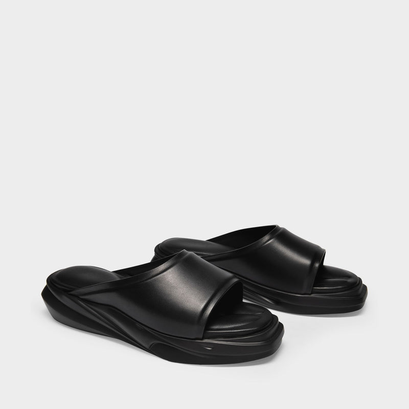 1017 Alyx 9sm Mono Slide黑色光面牛皮凉鞋 情侣款